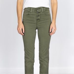 Size 24 Levi’s high rise straight crop green jeans